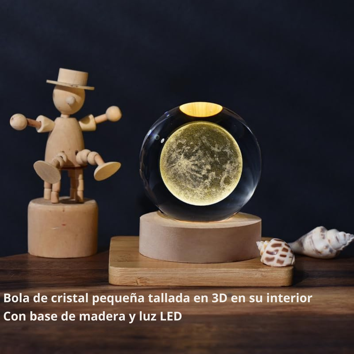 VELUNE™ Crystal Moon Light – Bola de Cristal 3D con Luz LED